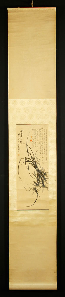 Appraisal: A - Chinese Scroll Scroll China of orchid and poem