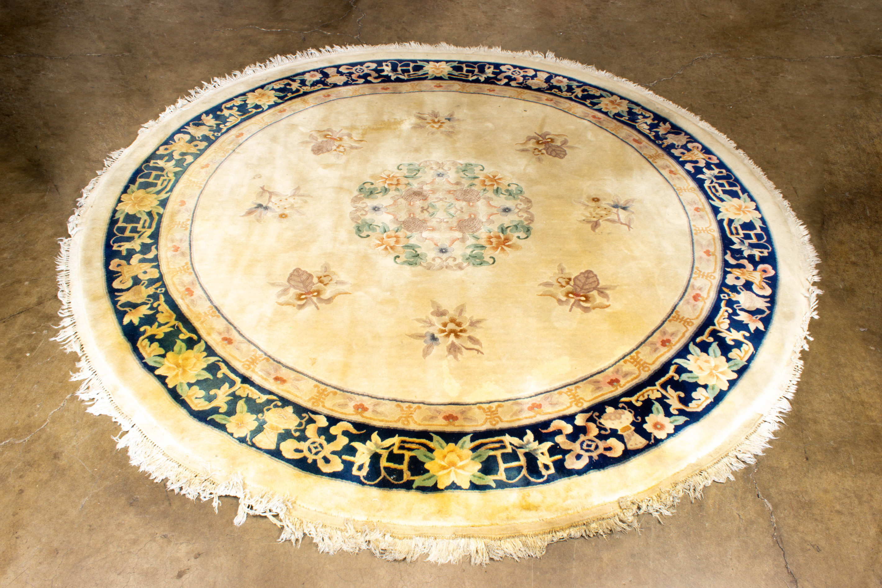 Appraisal: CHINESE ROUND RUG Chinese round rug dia