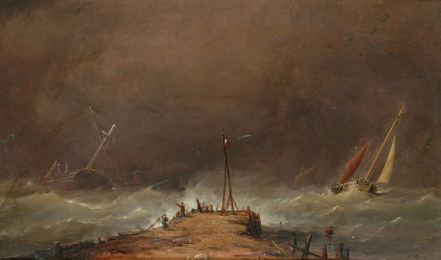 Appraisal: James Haughton Forrest - Ships in a Storm oil on