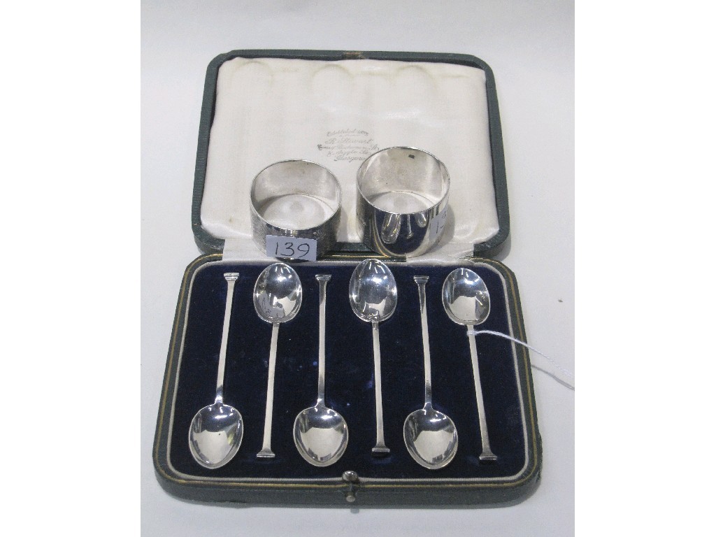 Appraisal: Lot comprising cased set of six silver spoons Sheffield and