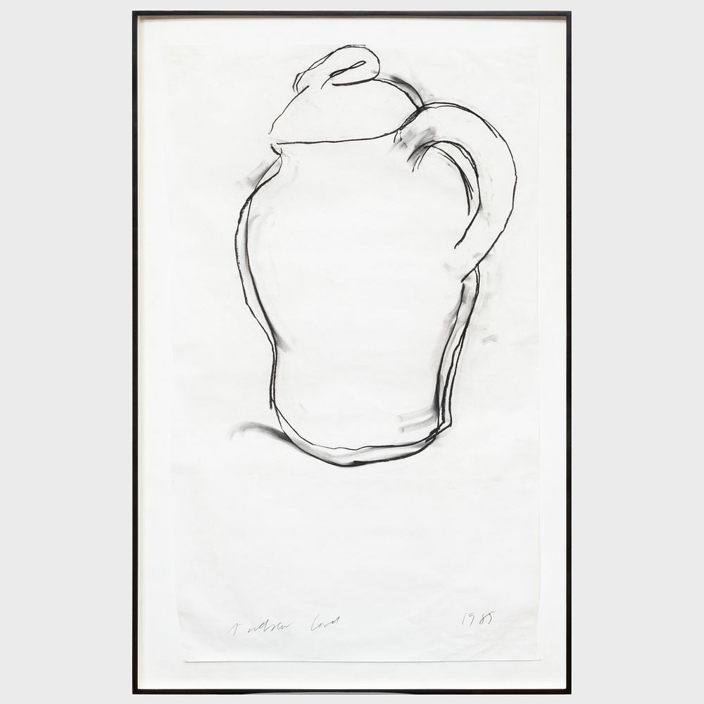 Appraisal: Andrew Lord b Lidded Jar Conte crayon on paper signed