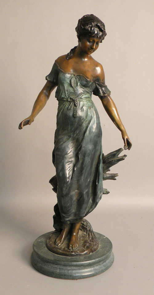 Appraisal: Bronze figure of a woman after Auguste Moreau h