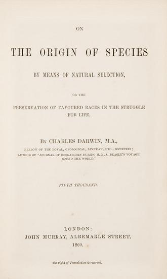 Appraisal: DARWIN Charles - On the Origin of Species by Means