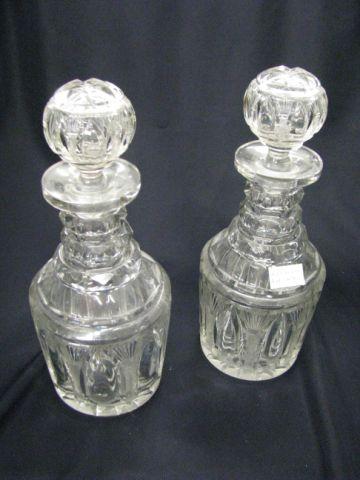 Appraisal: Pair of Cut Glass Decanters th century arch panel decor