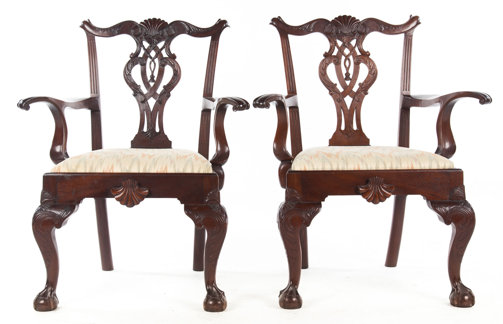 Appraisal: Pair Chippendale style carved mahogany armchairs in the Philadelphia manner