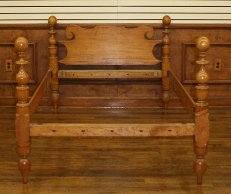 Appraisal: Classical Turned Maple Double Semi-Poster Bedstead Second Quarter th Century