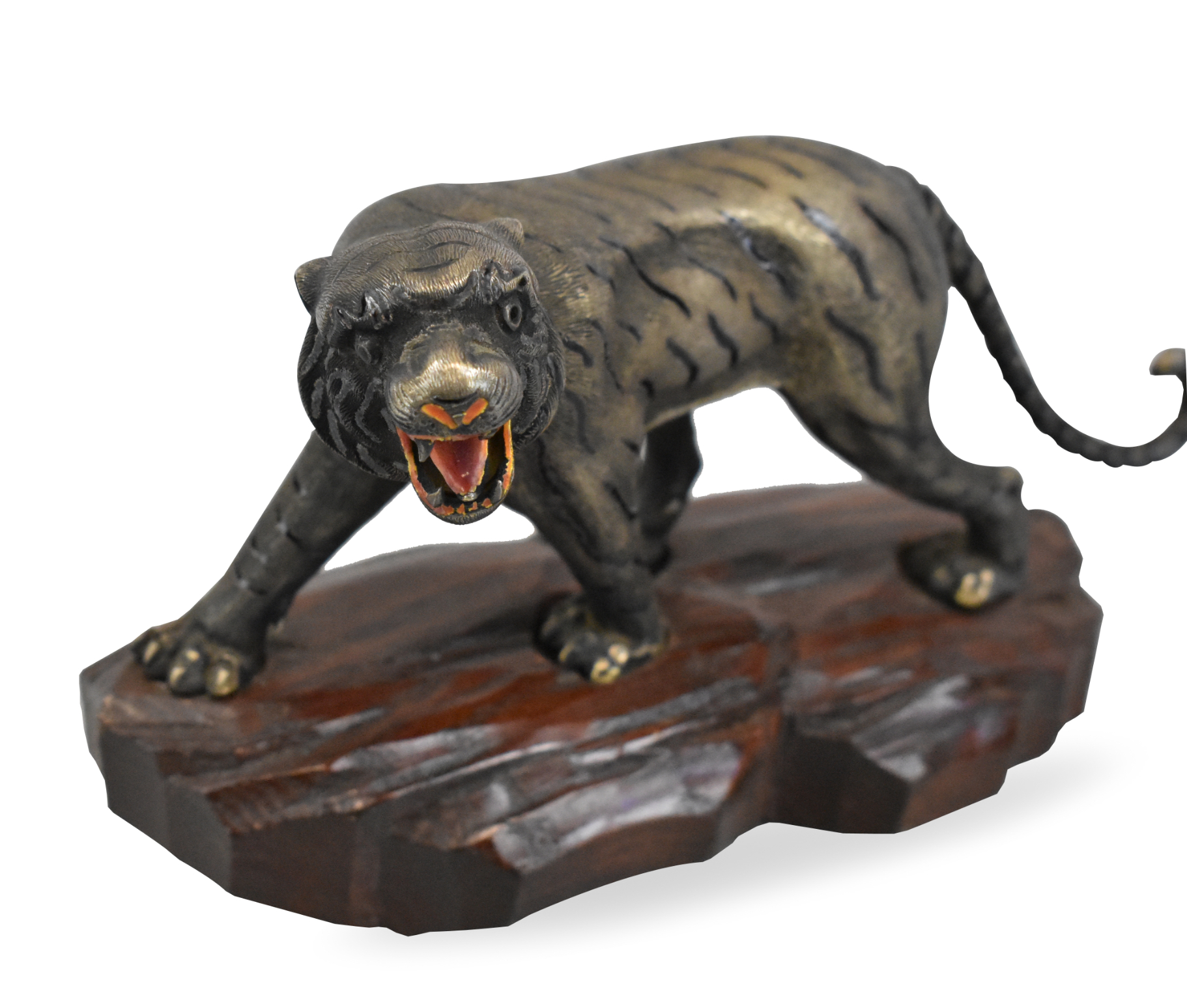 Appraisal: A Chinese silver enameled tiger The tiger appears predatory and