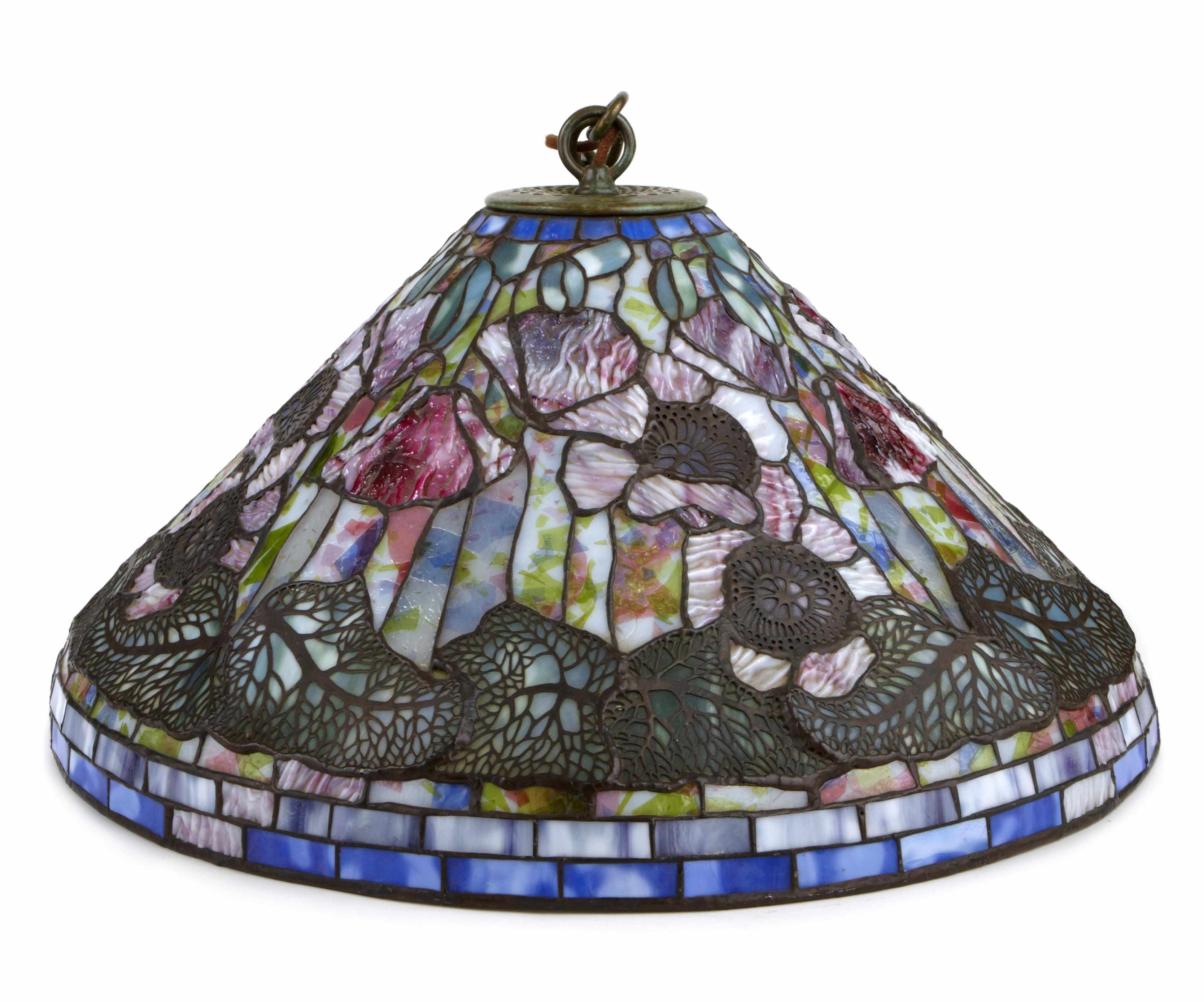 Appraisal: A Paul Crist Studios leaded glass filigree Poppy chandelier height