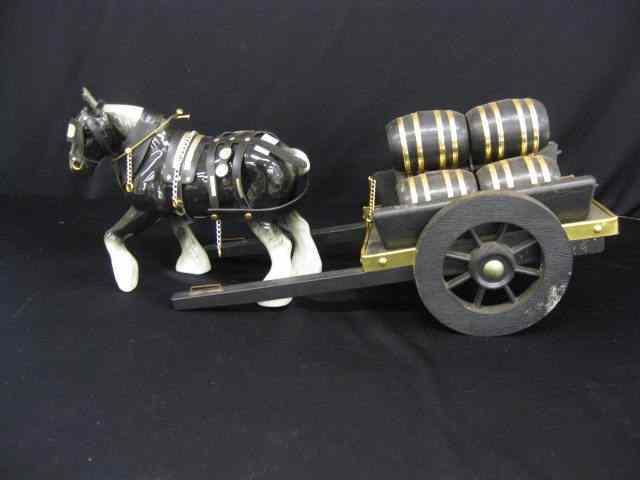 Appraisal: Melrose Pottery Horse with wooden cart barrels '' horse excellent