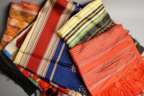 Appraisal: A Lot of Ethnic Woven Fabrics scarves coverlets shawls etc