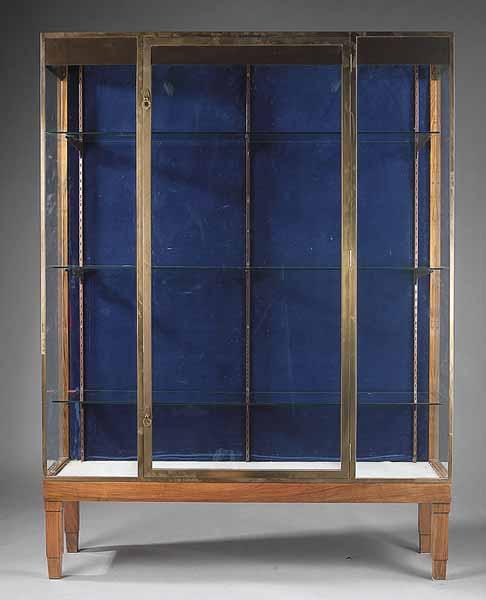 Appraisal: A Fine English Walnut and Brass Display Cabinet in the