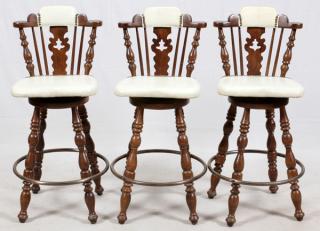 Appraisal: UPHOLSTERED WOODEN BAR STOOLS PIECES UPHOLSTERED WOODEN BAR STOOLS PIECES