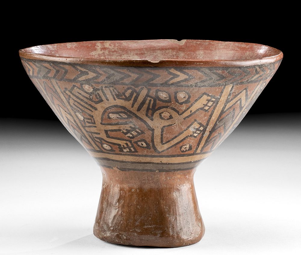 Appraisal: Nazca Polychrome Kero with Humped Animal Motif Pre-Columbian South Coast