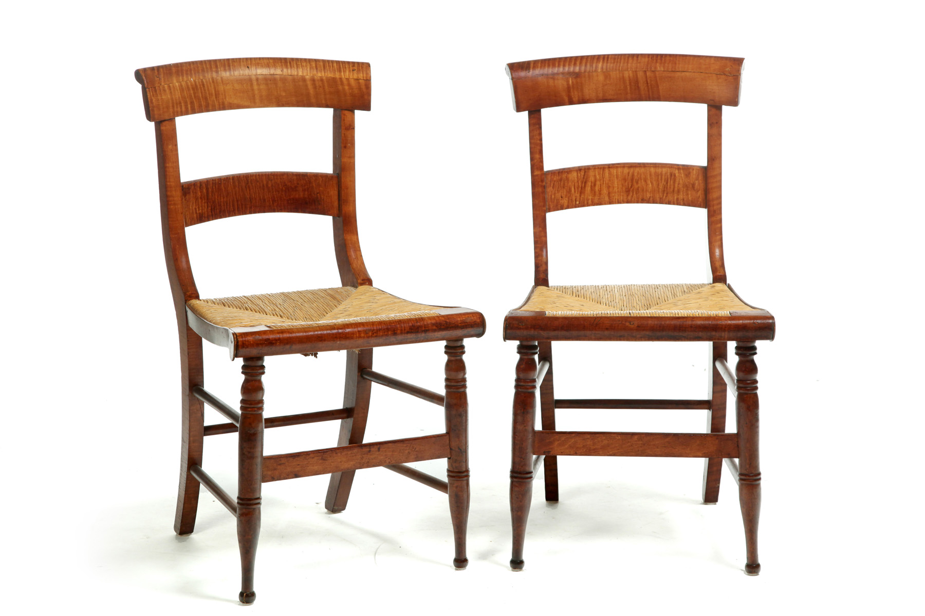 Appraisal: SIX TIGER MAPLE AND BIRDSEYE MAPLE DINING CHAIRS American nd