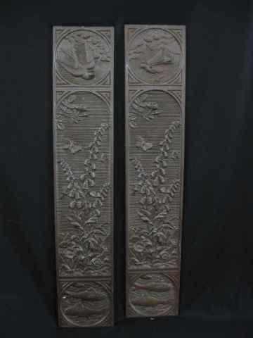 Appraisal: Pair of Bronzed Victorian Plaques with birds fish butterflies fauna