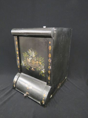 Appraisal: Victorian Tin Coal Hod tole decorated cover on top and