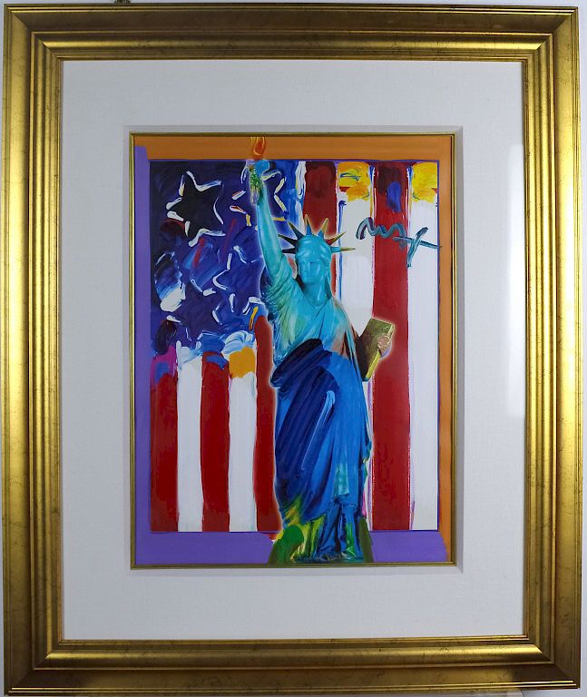 Appraisal: Peter Max American Statue of Liberty Art Painting Guaranteed Authentic