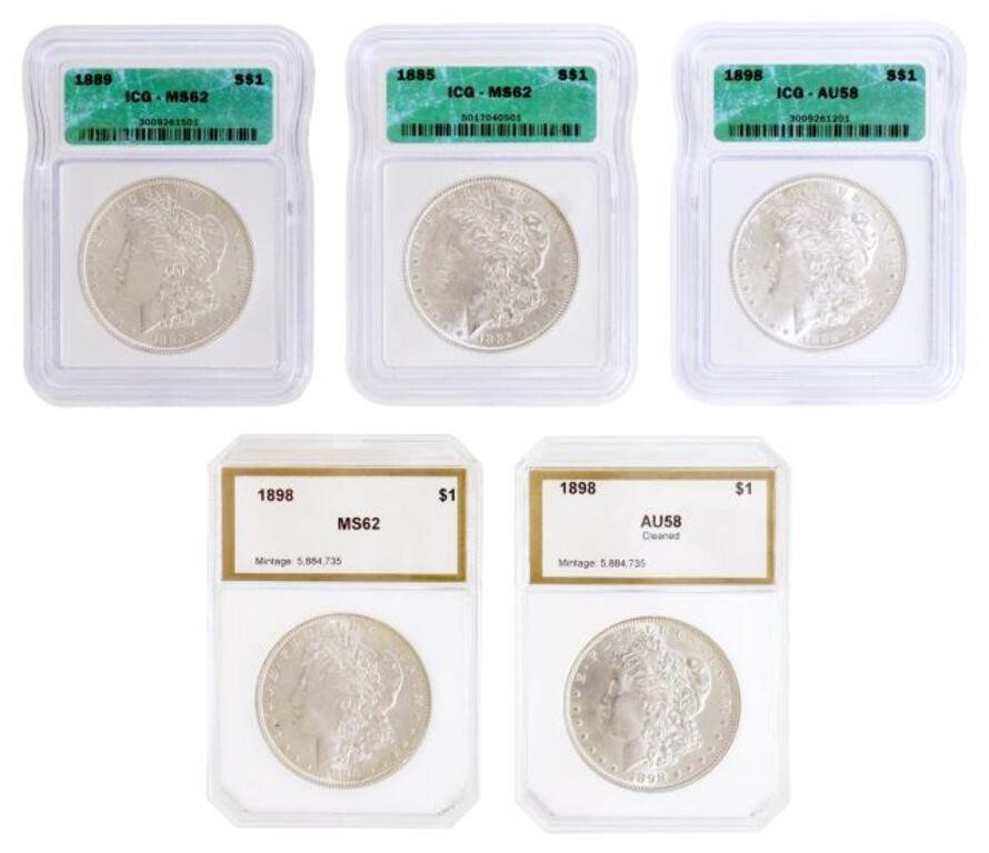 Appraisal: lot of US Morgan Silver Dollars graded housed in plastic