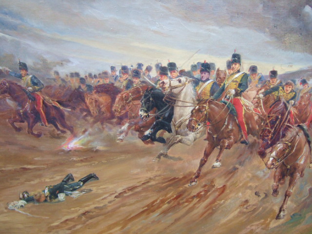 Appraisal: Frank H Simpson th th century th Hussars charging at