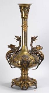 Appraisal: Bronze Dragon Vase Aesthetic Influence Monumental Asian style gilt and