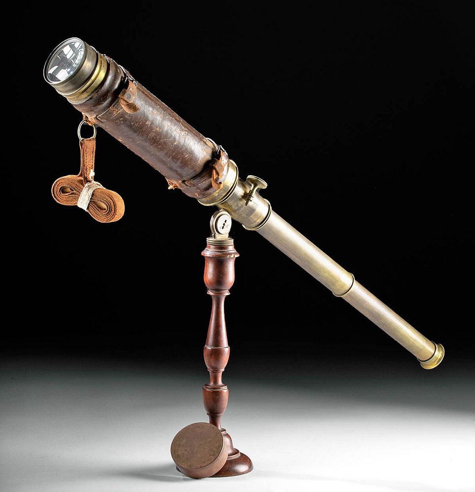 Appraisal: th C English Wood Brass Glass Telescope Originally Listed At