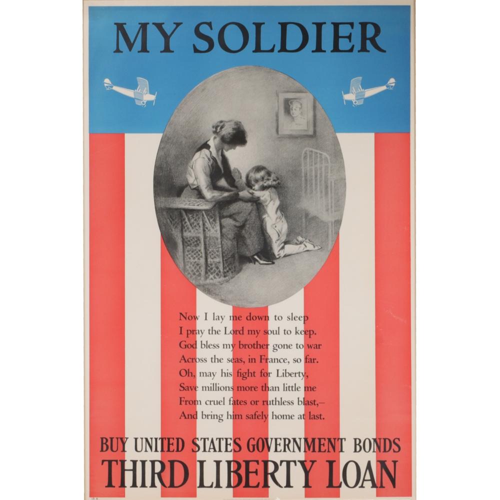 Appraisal: WW POSTER MY SOLDIER BUY UNITED STATES GOVERNMENT BONDS HIRAM