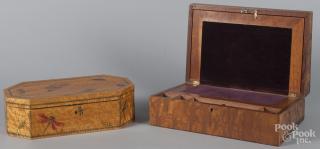 Appraisal: Contemporary maple dresser box with butterfly and insect decoration ''