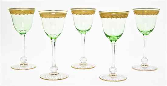 Appraisal: A Set of Twelve Green Glass Wine Goblets each having