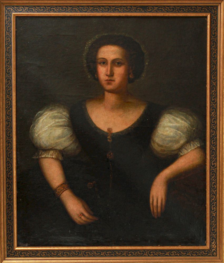 Appraisal: Continental School Portrait of a Woman th C Oil Continental