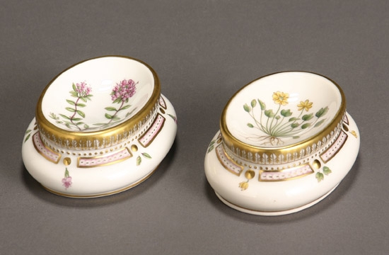 Appraisal: Pair of Royal Copenhagen 'Flora Danica' Oval Salt Cellars Circa