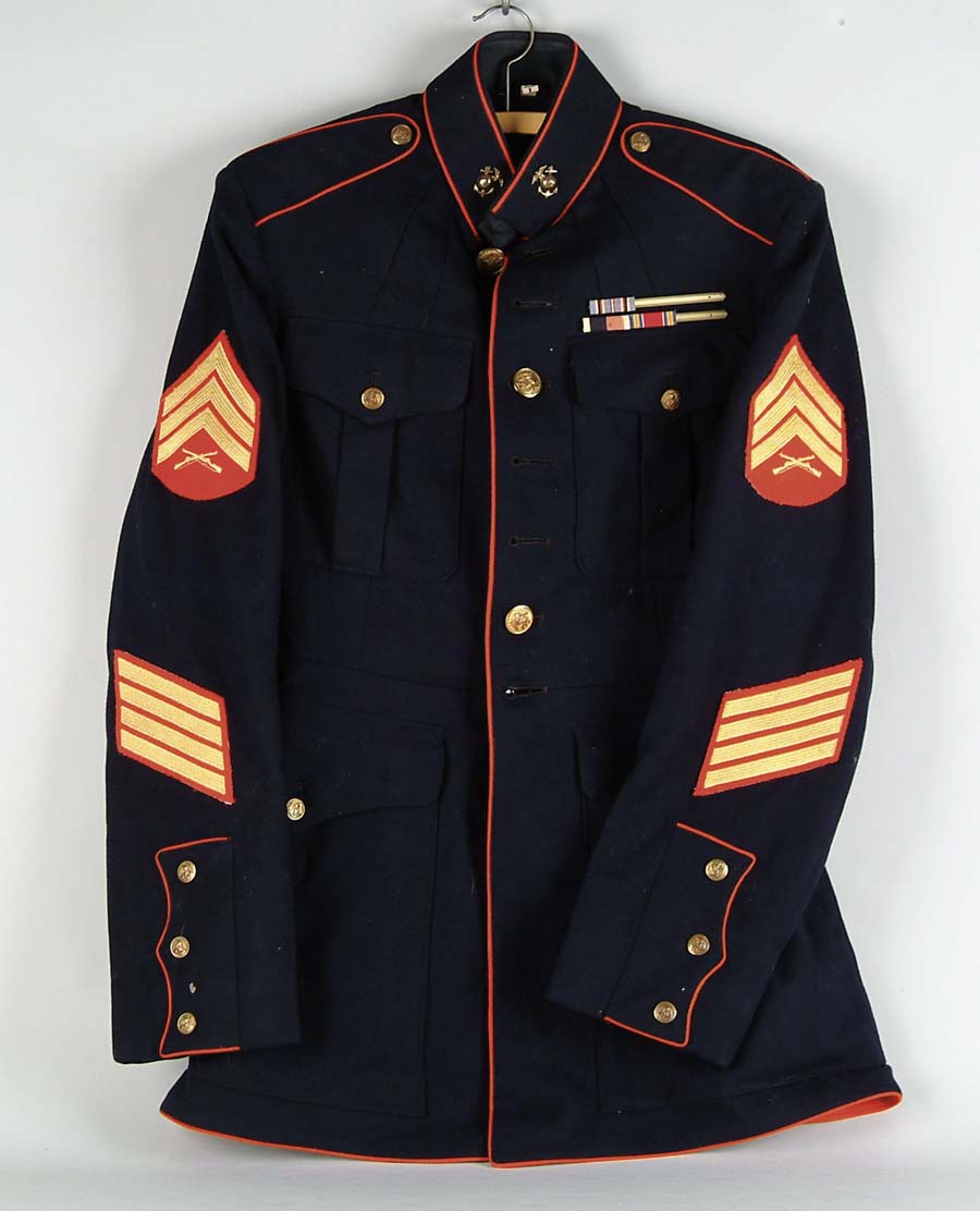 Appraisal: LOT OF MARINE NAVY UNIFORMS Marine Sergeant dress uniform red