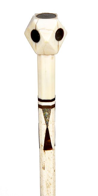 Appraisal: Scrimshaw Whale Bone cane - mid th C Whale s