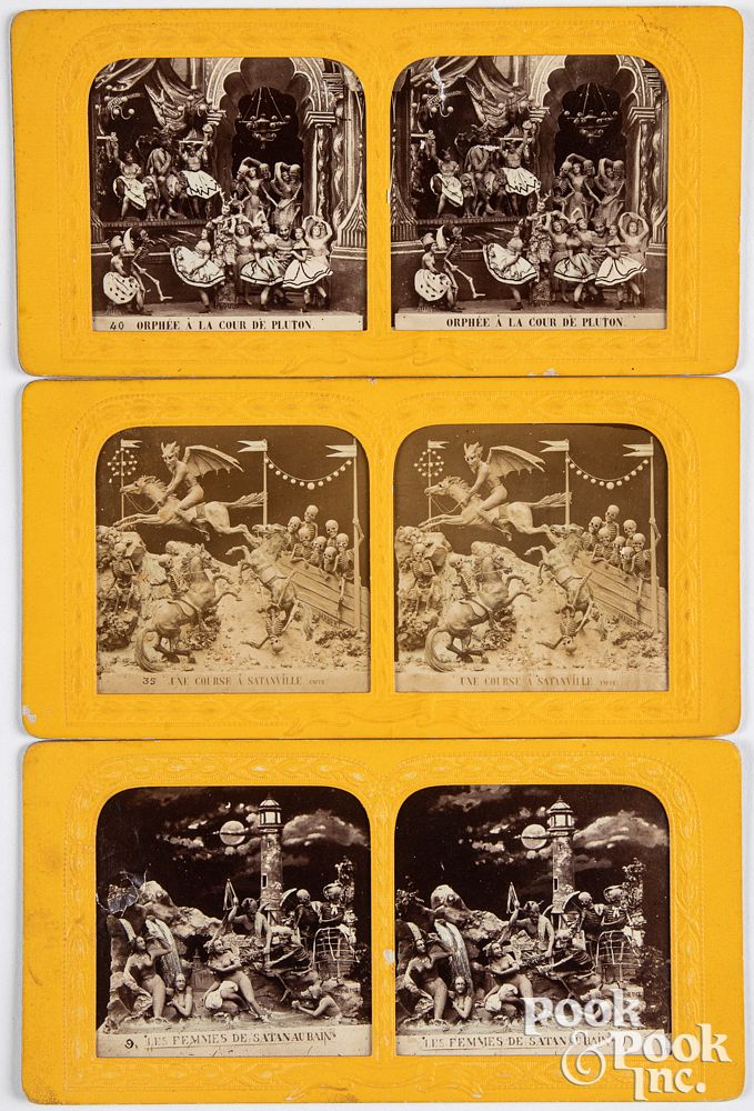 Appraisal: Three Les Diableries stereoviews Three Les Diableries stereoviews to include