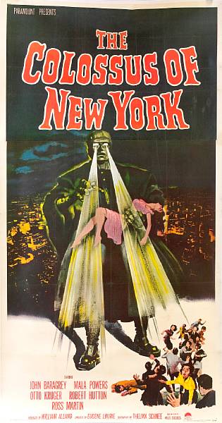 Appraisal: The Colossus of New York Paramount three-sheet condition B linen-backed