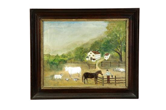 Appraisal: FARM LANDSCAPE AMERICAN LATE TH-EARLY TH CENTURY Oil on canvas