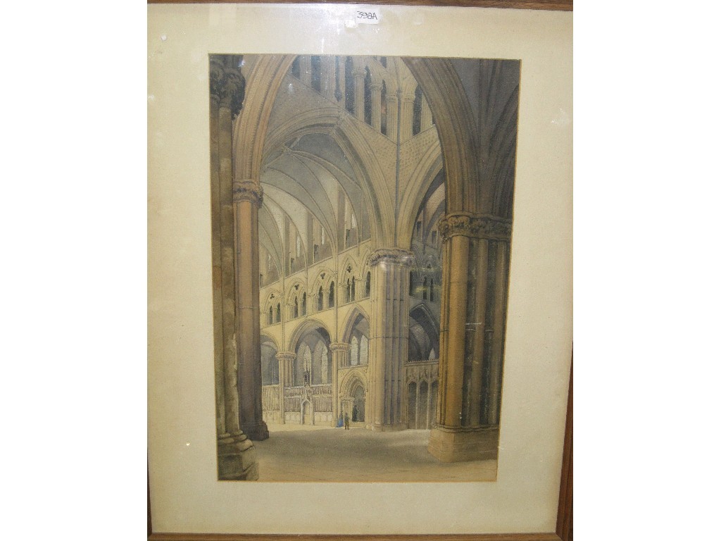 Appraisal: Watercolour 'Interior Salisbury Cathedral'