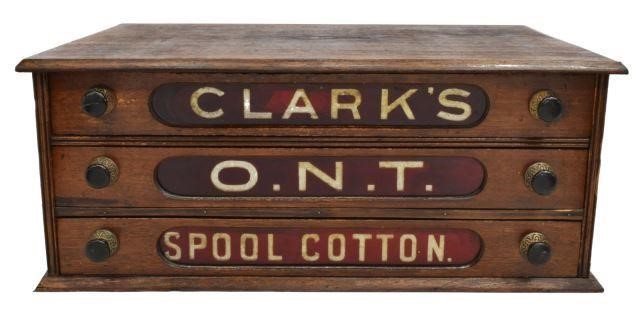 Appraisal: American Clark's countertop oak spool cabinet late th c three