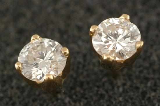 Appraisal: A pair of diamond stud earrings Each round brilliant cut