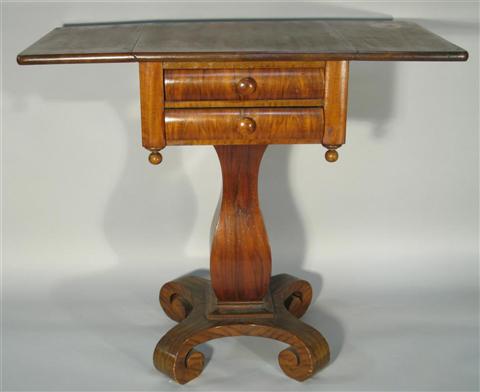 Appraisal: EMPIRE MAHOGANY TWO DRAWER WORK TABLE the rectangular top with