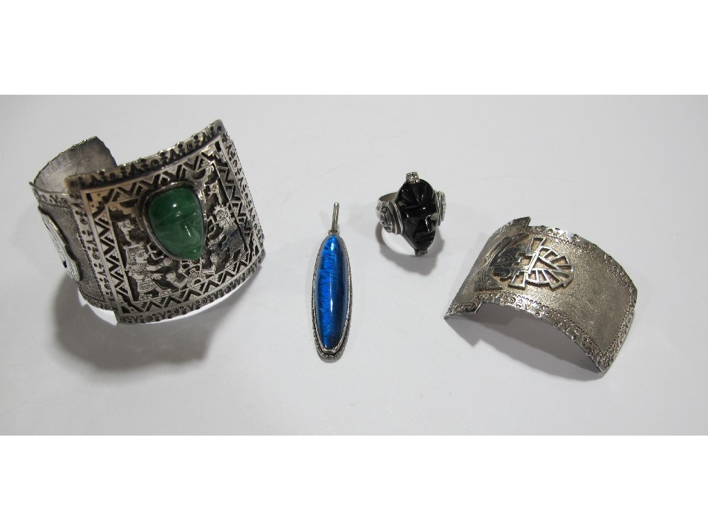 Appraisal: Lot of Mexican silver to include bangle def a dress