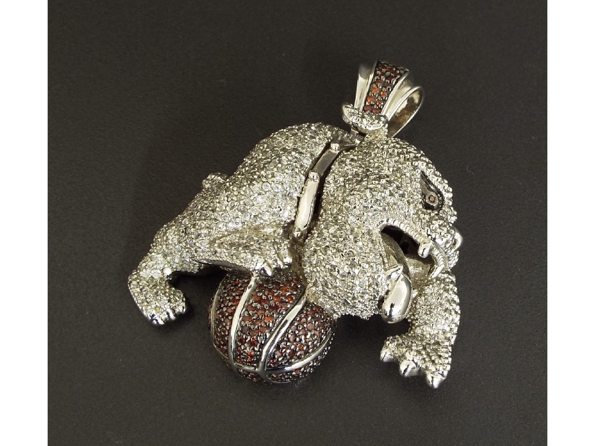 Appraisal: Large silver stone set bulldog pendant mm x mm