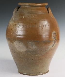 Appraisal: STONEWARE JAR Paul Cushman Three-Gallon Ovoid Salt Glazed Stoneware Storage