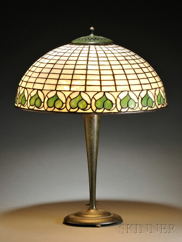 Appraisal: Bigelow Kennard Table Lamp Mosaic leaded glass and patinated metal