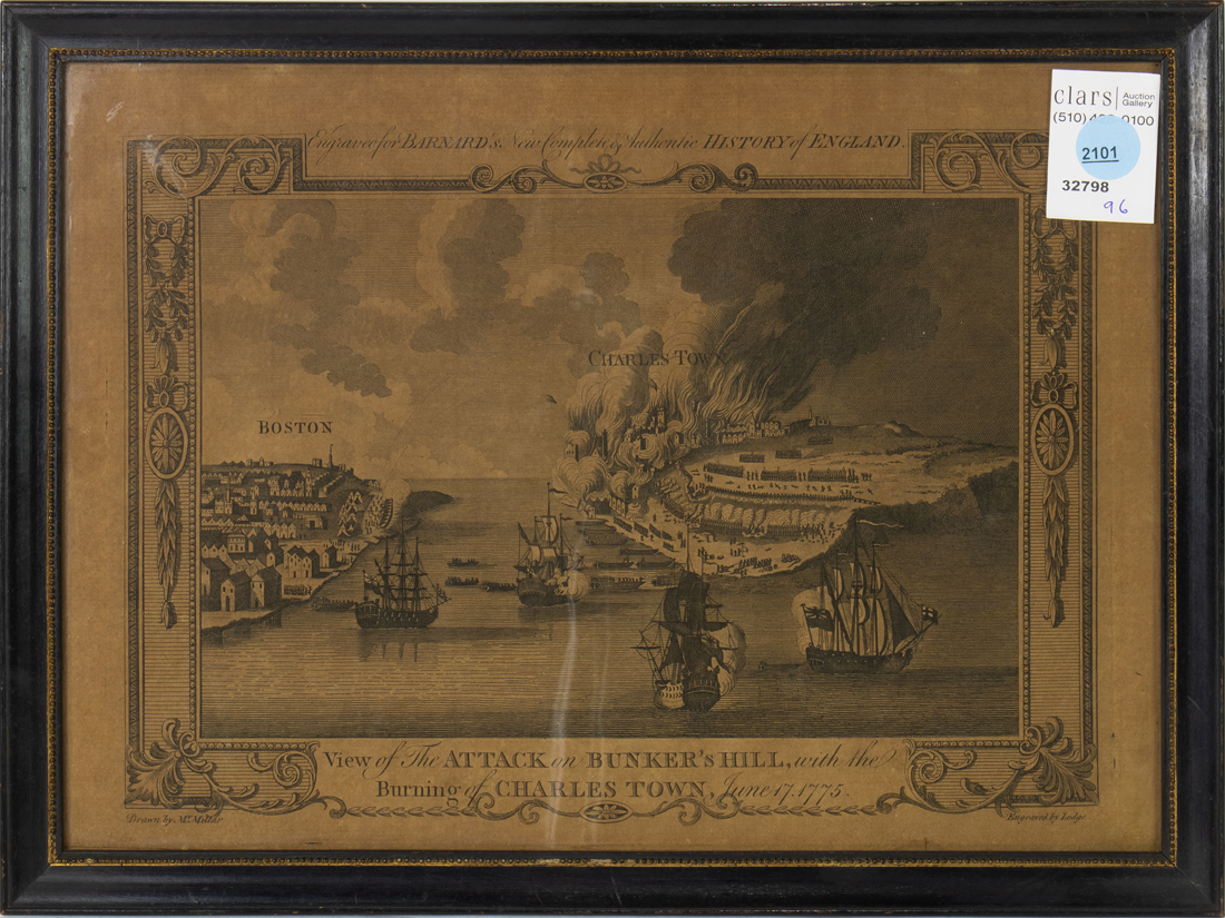 Appraisal: PRINT VIEW OF THE ATTACK ON BUNKER'S HILL View of