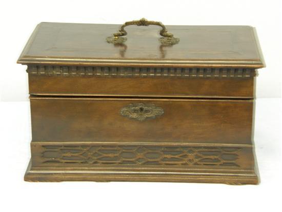 Appraisal: Mahogany box late th early th century with parquetry inlaid