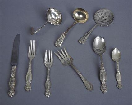 Appraisal: AMERICAN MONOGRAMMED SILVER FORTY-SEVEN PIECE PART FLATWARE SERVICE IN A