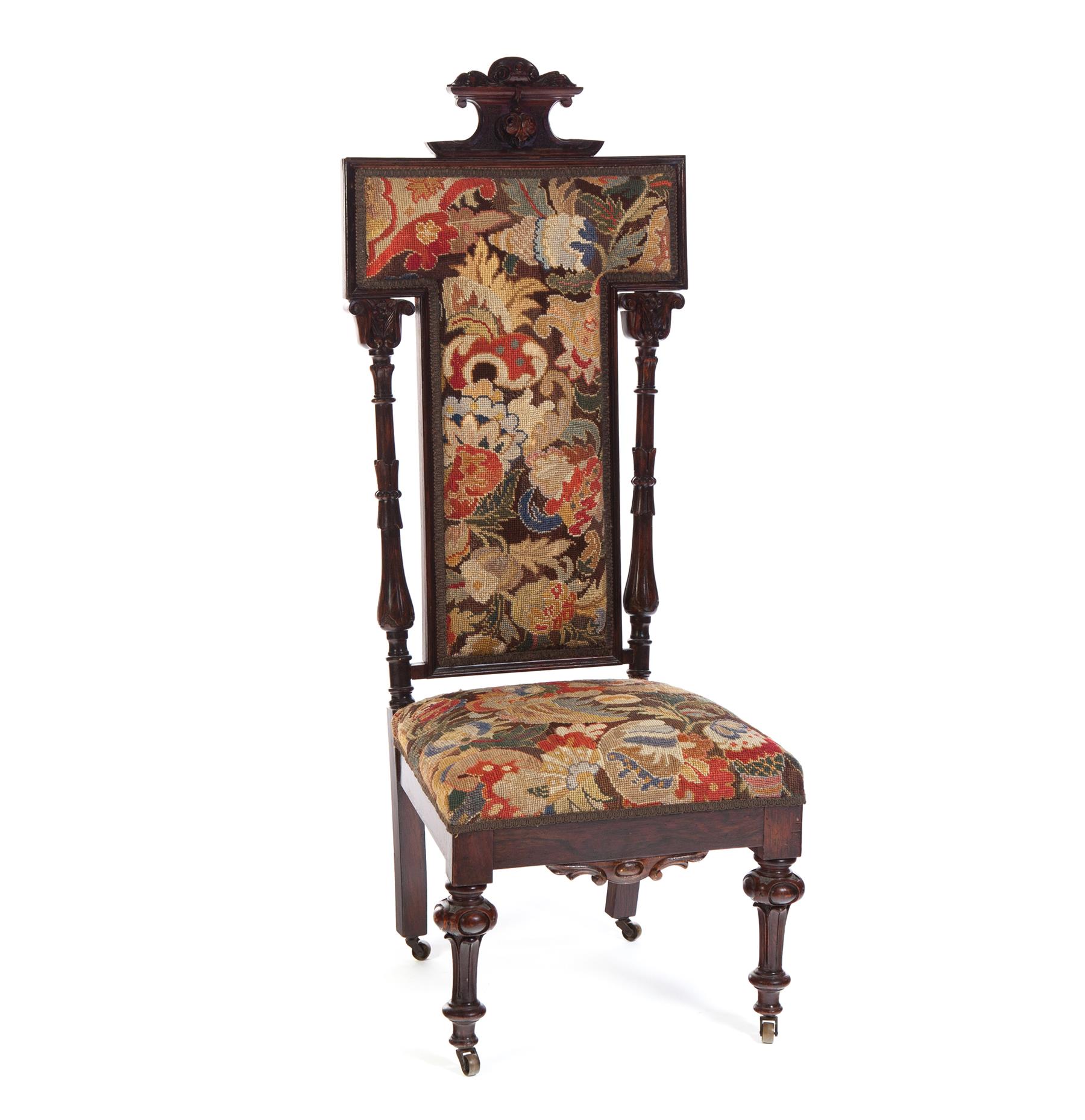 Appraisal: VICTORIAN HIGH-BACKED CHAIR American rd quarter- th century rosewood Carved