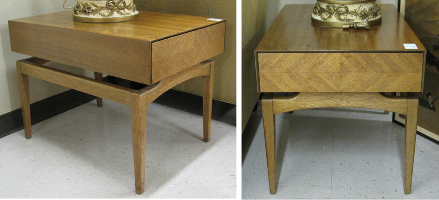 Appraisal: A PAIR OF MID-CENTURY MODERN MAHOGANY END TABLES Brown-Saltman Furniture