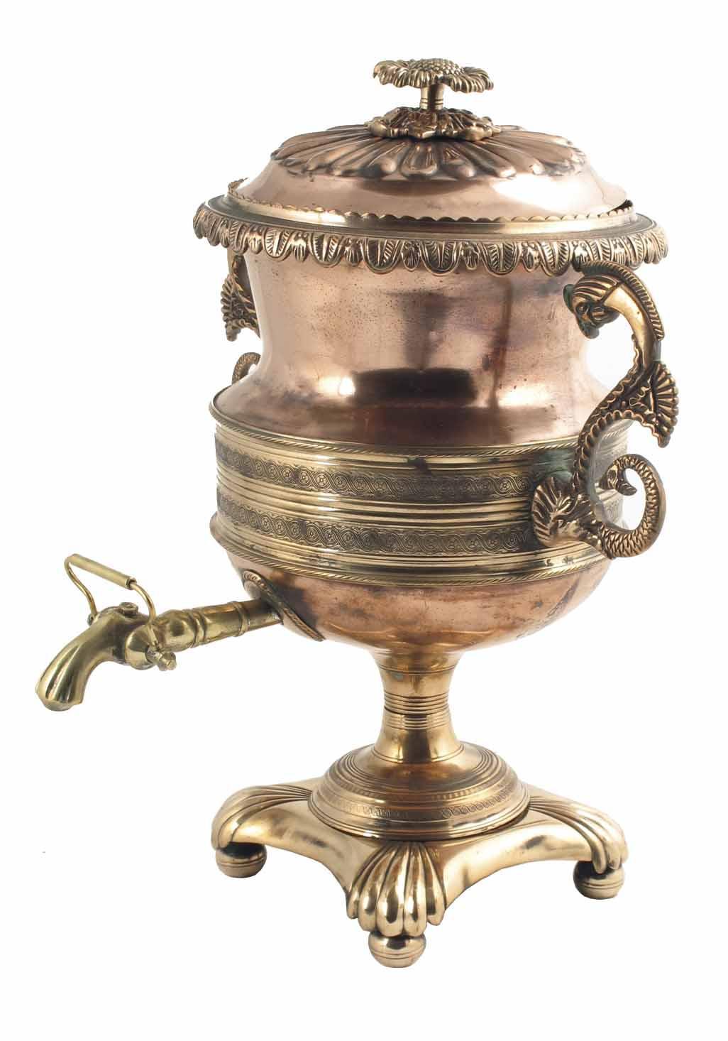 Appraisal: A late Regency copper and brass samovar