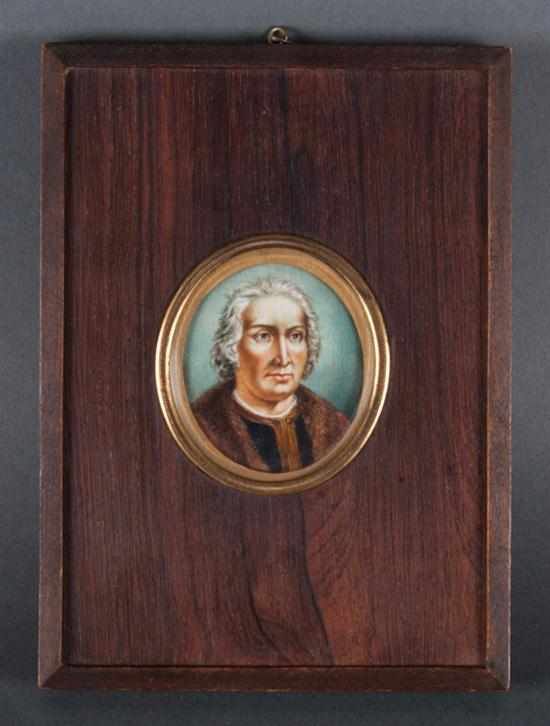 Appraisal: Gouache on ivory portrait miniature of a gentleman framed Estimate